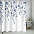 thumbnail image 5 of Blue Leaves Shower Curtain,Watercolor Plant Flower Waterproof Mould Proof Resistant Polyester Fabric Non-Toxic Fabric Machine-Washable, 71" W x 71" H with 12 Hooks, 5 of 6