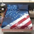 thumbnail image 4 of Jiueut American Flag Print 3 Pieces Twin Size Bed Sheet Set, Comfy Bedroom Sheet Decoration Cozy Easy Clean Fitted Sheet 2 Pillowcase for Women Men, 4 of 7