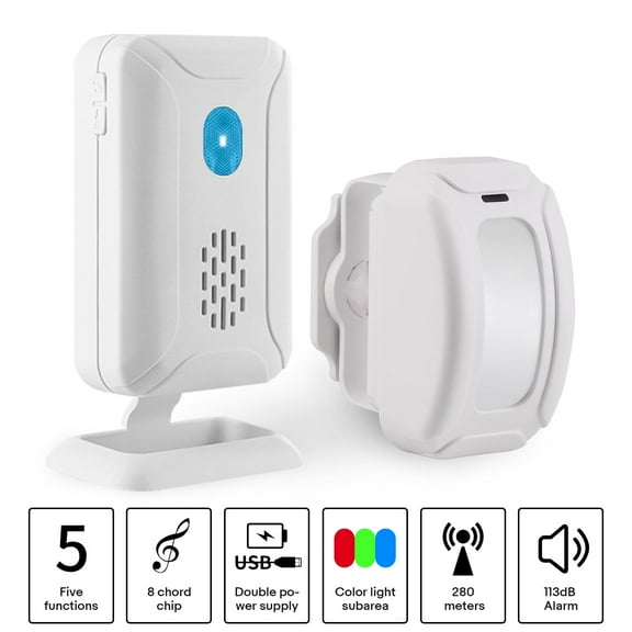 NineLeaf Motion Sensor Doorbell, Wireless Infrared Security with Color Light Alert, Door Chime for Business, Motion Detector Alarm, Store Welcome Buzzer Monitor for Shops, Stores, Hotels & Offices