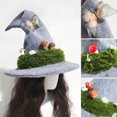 thumbnail image 3 of RUTAYY Women's Halloween Witch Hat Mushroom and Fairy Ornament Moss Wide Brim Party Hats Light Gray, 3 of 5