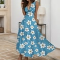 thumbnail image 3 of Summer Dresses for Women 2026 Trendy Sleeveless V Neck Empire Waist Floral Printed Flowy Maxi Dress Boho Beach Dress, 3 of 8
