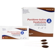 Dynarex Povidone Iodine Swabsticks 10% Povidone Iodine Solution 3 Ct 25 Pack | Brown Swabstick Packaged Individually | Iodine Swabs Antiseptic for Wounds | First Aid Swabs Iodine Wound Cleaner