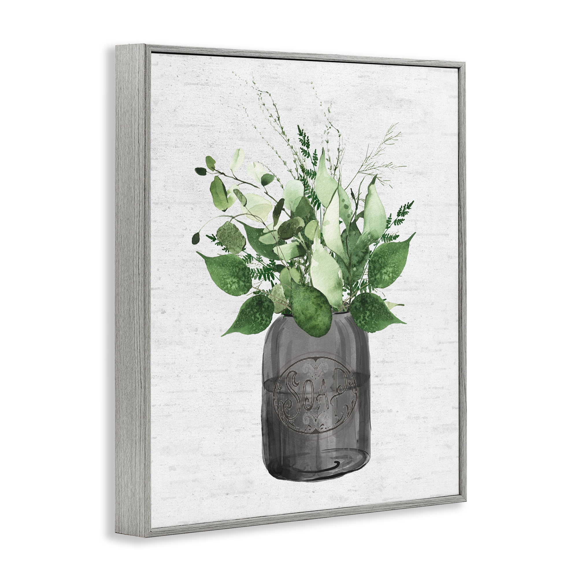 Vintage Soap Jar Herbs Gray Framed Giclee Art, design by Lettered and Lined
