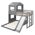 thumbnail image 2 of Wooden Twin Over Full Bunk Bed, Loft Bed with Playhouse, Farmhouse, Slide, Guardrails, Roof and Window Door, 2 of 8