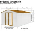 thumbnail image 6 of JXXRZ 10x12ft Heavy-Duty Metal Shed, Galvanized Steel Outdoor Storage with Secure Lockable Doors, White&Golden, 6 of 7