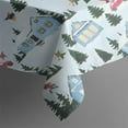 thumbnail image 4 of Light Blue Christmas House and Tree Pattern Rectangle Tablecloth 60"x102",Waterproof Polyester Rectangle Table Cloth, Wipeable Spillproof Polyester Tablecloth for Dining, Camping, Indoor and Outdoor, 4 of 6
