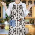 thumbnail image 6 of Black Geometric Flower Diamond Pattern Apron-Garden Aprons for Women with Pockets-Cotton Linen Waterproof Kitchen Cooking Gardening Aprons Adjustable for Kitchen,Cooking,BBQ and Salon 33x27 Inch, 6 of 7