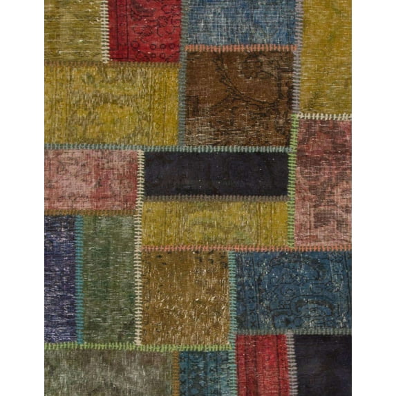 Ahgly Company Indoor Rectangle Abstract Bakers Brown Patchwork Area Rugs, 6' x 9'