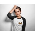 thumbnail image 3 of Tstars Women's Butterfly Graphic Tee: Adorable & Trendy Summer Baseball 3/4 Jersey Shirt - Soft & Comfy Triblend T-Shirt with Colorful Butterfly Print Large black/gray, 3 of 5