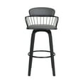 thumbnail image 2 of Willow 30" Swivel Black Wood Bar Stool in Gray Faux Leather with Black Metal, 2 of 10
