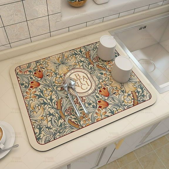 Super Absorbent Non-Slip Dish Drying Mat for Kitchen Counter – 30*40cm, Coffee Bar Accessories with Exquisite Patterns