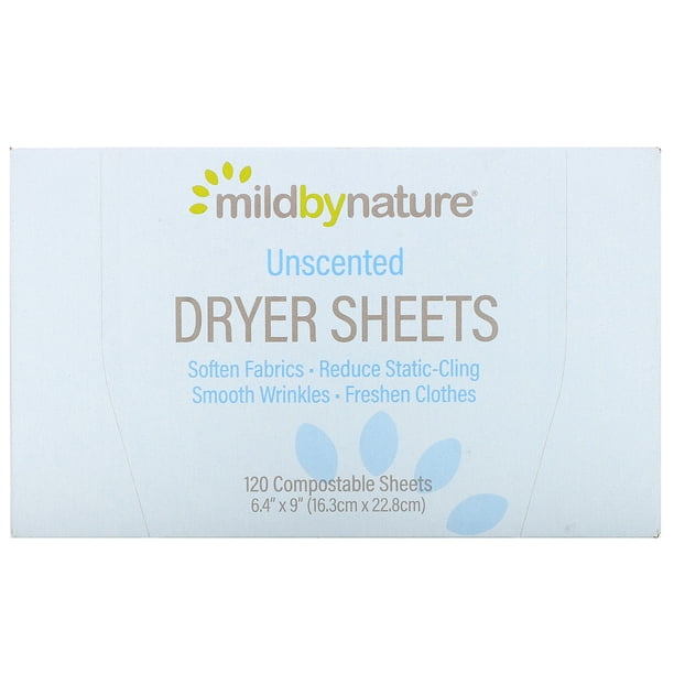 Mild By Nature Dryer Sheets Unscented 120 Compostable Sheets