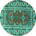 thumbnail image 1 of Ahgly Company Indoor Round Persian Turquoise Blue Traditional Area Rugs, 3' Round, 1 of 4