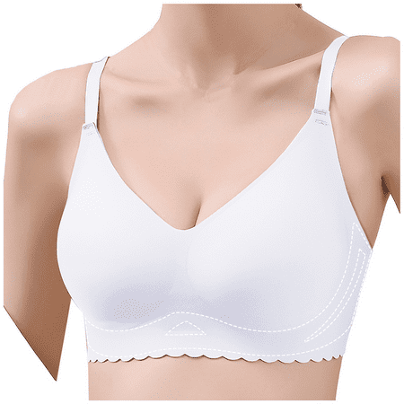 Fulorrnie Bras for Women Plus Size No Underwire Supportive Push Up Balconette Show Bralette Comfort Bra Light Blue XL