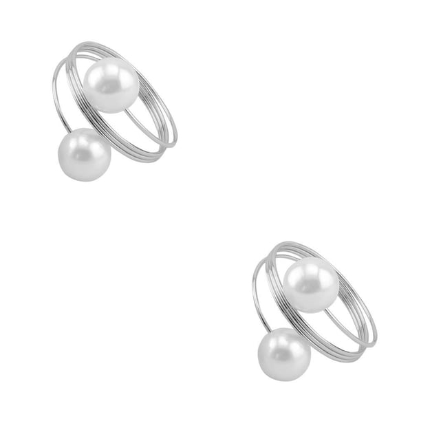 Bewildely 12 piezas de servilletas para el hogar, anillo de Metal, de comedor, decoración, ceremonia, cumpleaños, banquete, servilletas Plata 2piezas