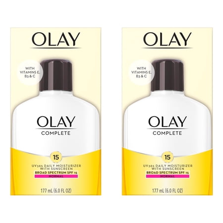 Face Moisturizer by Olay Complete Lotion All Day Daily Facial Moisturizing Lotion SPF 15 for Normal Skin and Hydration Oil-Free Non-Greasy 6 Fl Oz (Pack of 2)