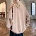 thumbnail image 4 of FRSASU Mens retro solid color patterned Zip Up Hoodie Vintage Oversized Casual Fall Jacket Hooded Sweatshirts with Pockets Streetwear Coffee, 4 of 7