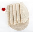 thumbnail image 2 of Nvzi Juego de 6 manteles individuales redondos tejidos, elegantes manteles individuales de 15 pulgadas para mesas de comedor, decoración de fiestas en interiores y exteriores (beige), 2 of 5