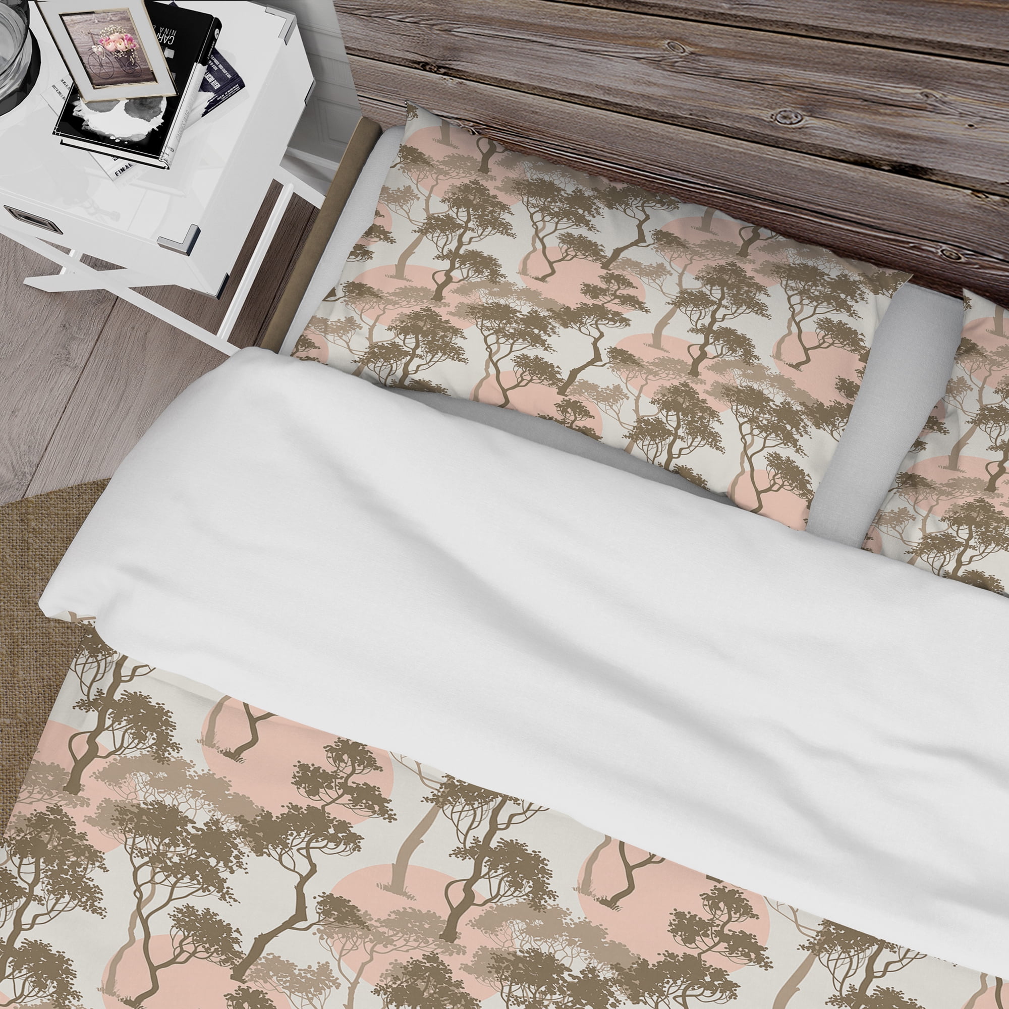 Designart 'Trees Under The Full Moon in Forest' Abstract Duvet Cover Set
