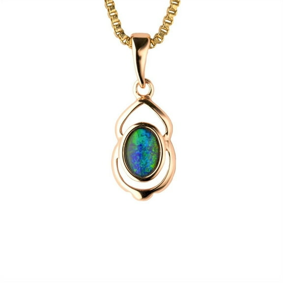 NATURAL LOVE 18kt ROSE GOLD PLATED NATURAL AUSTRALIAN OPAL NECKLACE