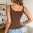 thumbnail image 4 of HXWCHs Women's Ribbed Camisole top with Built In Bra and Lace Spaghetti Strap Sleeveless Casual TankXL Brown, 4 of 8