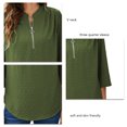 thumbnail image 4 of Blusa Cremallera Volantes Espalda Estampado de puntos Manga tres cuartos Cuello redondo Tops de moda para mujer, 4 of 5