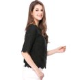 thumbnail image 4 of Blusa Bordado Cuello Redondo Codo De Para Mujer Mangas Negro L, 4 of 6