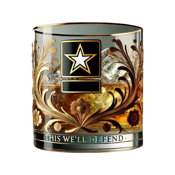 ACDANC Personalized Veteran Tribute Glass 12oz,With Gold Accent Premium Design,Whiskey Glasses Gift For Dad,Military Vet,Anniversary,Engraved