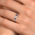 thumbnail image 4 of Gem Stone King 14K White Gold Peach Morganite and Blue Created Sapphire Engagement Ring for Women | 0.93 Cttw | Oval 7X5MM | Gemstone October Birthstone | Size 6, 4 of 6