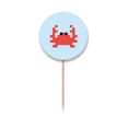 thumbnail image 1 of Summer Sail Little Crab Pixel Toothpick Flags Round Labels Party Decoration, 1 of 3