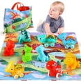 thumbnail image 2 of Juguetes de dinosaurios para bebés de 0 a 12 meses, con alfombra de juegos para niños y niñas, para niños pequeños de 1 a 2 años, de 12 a 18 mesesCoches de 7 piezas con caja. zhangmengya unisex, 2 of 2