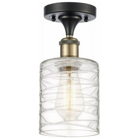 

Innovations Lighting Ballston Cobbleskill - 1 Light 5 Semi-Flush Mount Deco Swirl/Black Antique Brass