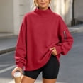 thumbnail image 5 of Jsaierl Mock Neck Sweatshirts for Women Loose Fit Solid Color Sweatshirt Travel Pullover Workout Long Sleeve Tops with Zipper Pocket S-2XL, 5 of 8