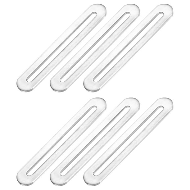 Uxcell 6 Pack Placa de Reparación de Acero Inoxidable Ajustable con Ranura Única 4.33x0.75 pulgadas Plata
