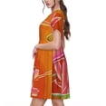 thumbnail image 2 of Rateoe Orange Flower Psychedelic Pattern Women’s Short Sleeve Dress – Casual Elegant Summer A-Line Dress for Everyday Wear, 2 of 6