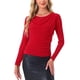 thumbnail image 1 of INSPIRE CHIC Blusa de fiesta con cuello drapeado y mangas largas con brillo XL Roja, 1 of 6