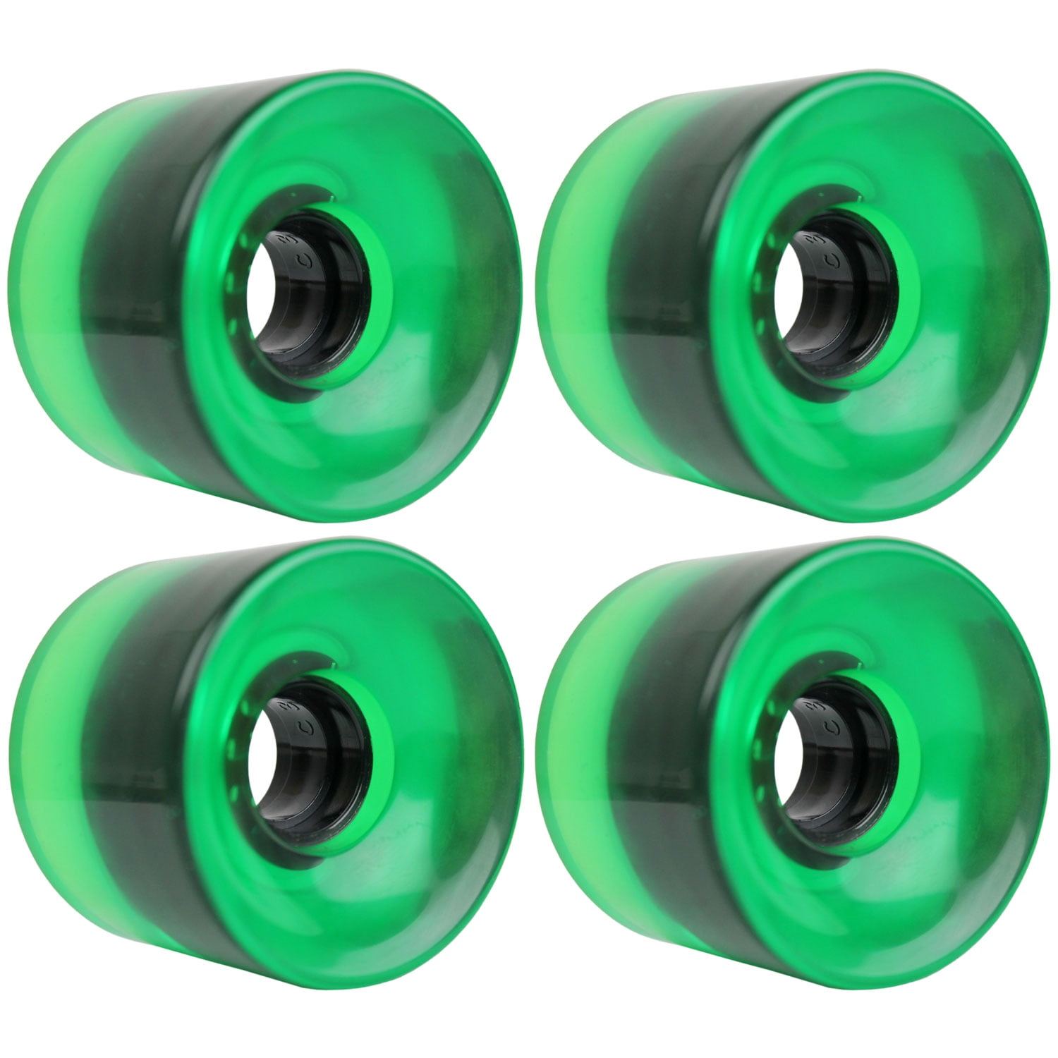 LONGBOARD CRUISER WHEELS SET 65mm x 51.5mm 83A 354C Green Clear