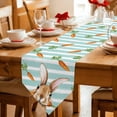 thumbnail image 2 of Easter Bunny Table Runner Linen Burlap Table Runner 70 Inches Long Spring Rabbits Carrots Turquoise Stripes Dresser Scarves for Kitchen Island Coffee Dining Party Wedding Holiday Decor 13"x70", 2 of 8