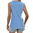 thumbnail image 3 of Mrat Versatile Tank Tops Women's Solid Sleeveless Round Neck Camisoles Hollow Out Tube Pleated Tops Blouse Bra Tank Tops for Women S-45 Sky Blue XL, 3 of 4