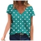 thumbnail image 2 of ICHUANYI Clearance Women's V-neck Print T-shirt Fashion And Comfortable Women's Short Sleeve Top(Green, XXL) ICHUANYI WER2023080707931, 2 of 5