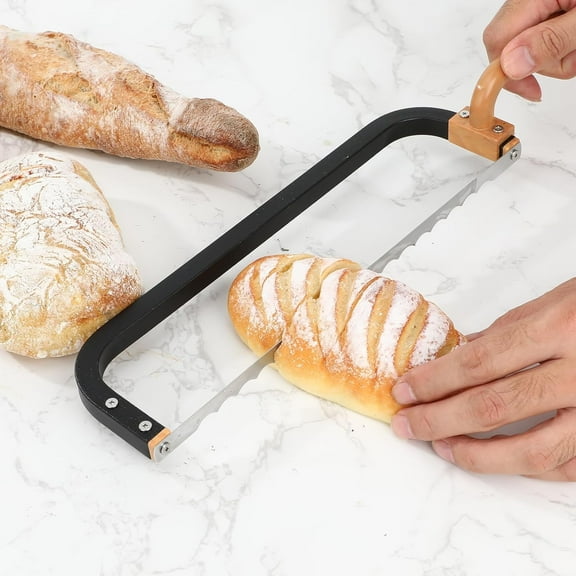 Bread Knife for Homemade Bread Bow Knife 16", Bread Saw Sourdough Slicer Aluminum Alloy Sourdough Cutter Suit for Left & Right Handed People to Cut Baguettes Vegetables Fruits