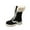 Black, variant on Xfvqtps Womens Snow Boots Mid Calf Plush Fleece Line Suede Upper Lace Up Chunky Heel Non Slip Warm Winter PU Shoes New Thick Heel Strap Boots Khaki