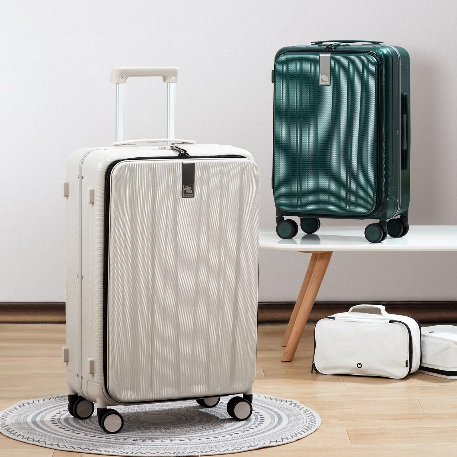 Hanke 20 Inch Adult's Carry On Luggage Hardside Luggage & Luggage Sets, Dark Green
