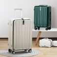thumbnail image 5 of Hanke 24 Inch Checked Luggage Front Opening Rolling Suitcase Aluminum Frame PC hard sided luggage with spinner wheels for Travel Woman Men.(Dark Green), 5 of 9