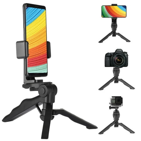 Image of Phone Mini Tripod for Cellphone Camera Tabletop Holder with Universal Phone Mount Clip Hand Desktop Stand Fit for iPhone 14 13 12 Pro Max Android GoPro
