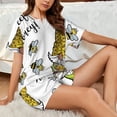 thumbnail image 4 of Daiia Gnome Sweet Honey Pattern Womens Pajama Sets Short Sleeve Pajamas for Women Sets Soft Lounge Sets Casual Round Neck Sleepwear PJS-Large, 4 of 7
