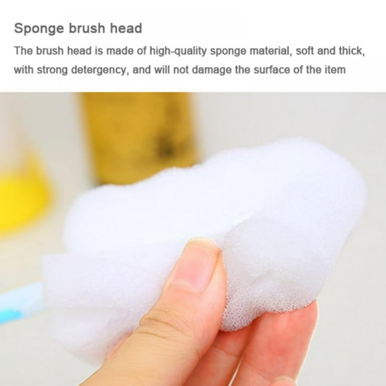 3PCS Adjustable Soft Sponge Bottle Cleaning Brush with Long Plastic Handle  Cup Brush Scrubber Washing Brush for Glass Decanter Feeding-Bottle