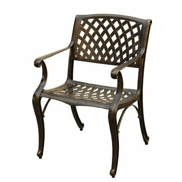 CC Outdoor Living 35” Brown Mesh Lattice Cast Aluminum Outdoor Patio Dining Chair