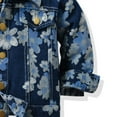 thumbnail image 6 of Karoyedx Jackets for Toddlers Toddler Baby Girl Jacket Floral Print Jean Long Sleeve Cardigan Button Denim Coat Dark Blue Size,12-18 Months, 6 of 7
