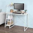 thumbnail image 1 of SoBuy FWT29-W, Home Office Table Desk Computer Desk Workstation with 3 Tiers Side Storage Shelves, White, 1 of 6